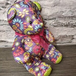 National Entertainment Network NEN Plush Floral Purple Stuffed Teddy Bear 2012